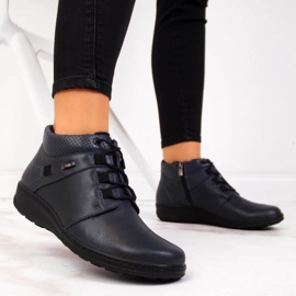 Zateplené kožené holínky Helios W H521B námořnická modrá 2