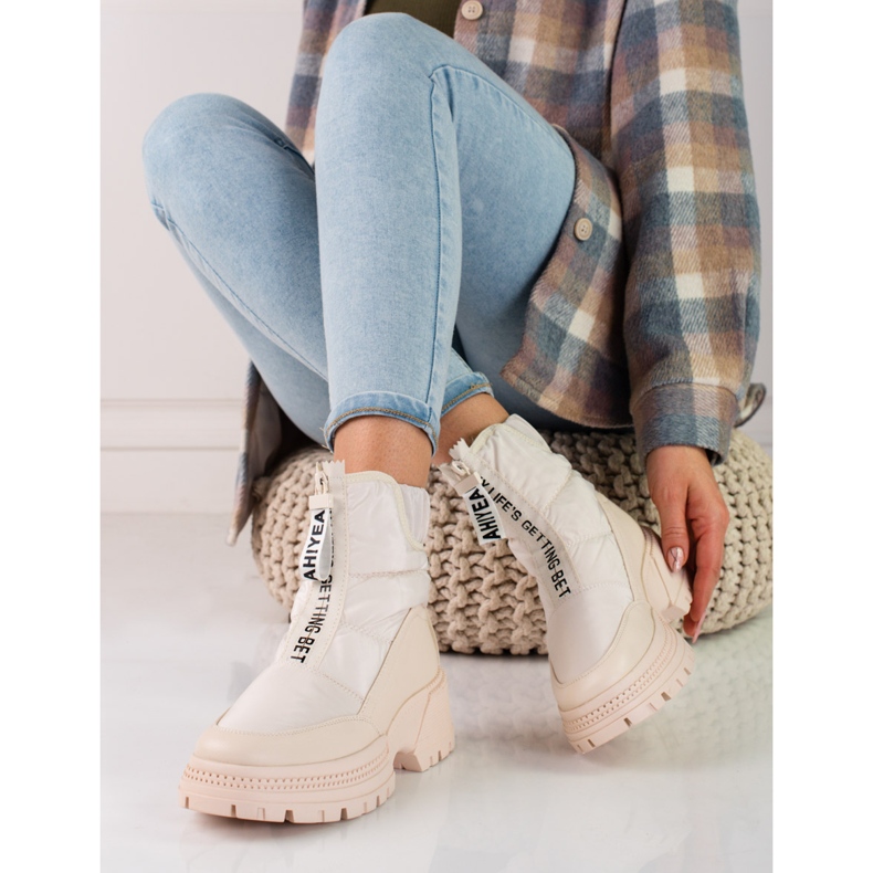 Dámské béžové sněhule na platformě Shelovet béžový 1