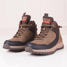 SHELOVET Hnědé pánské vysoké kozačky hnědý 2