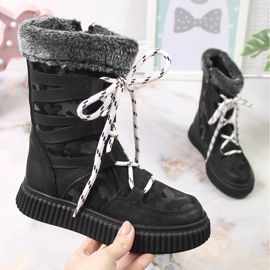 Černé dívčí boty Potocki s kožíškem černý 1