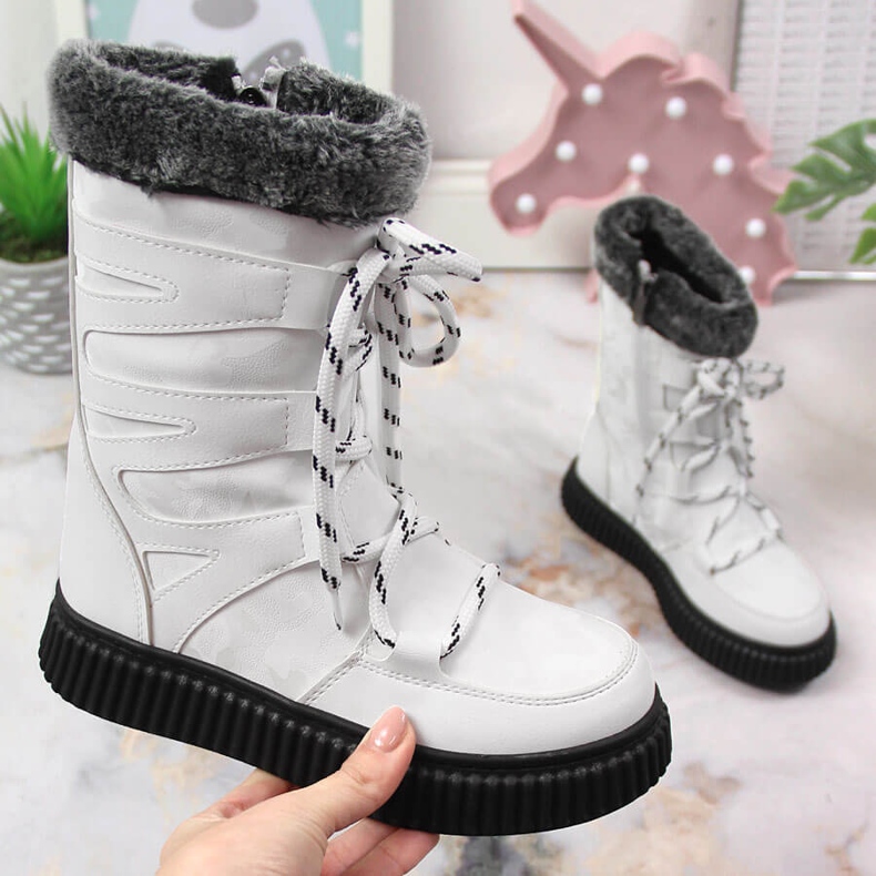 Dívčí boty s kožíškem bílé Potocki bílý 1