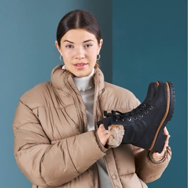 Černé dámské kozačky Rieker 72630-00 s kožíškem černá 2