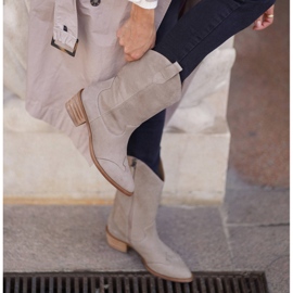 Marco Shoes Béžové kozačky z přírodní kůže béžový 2