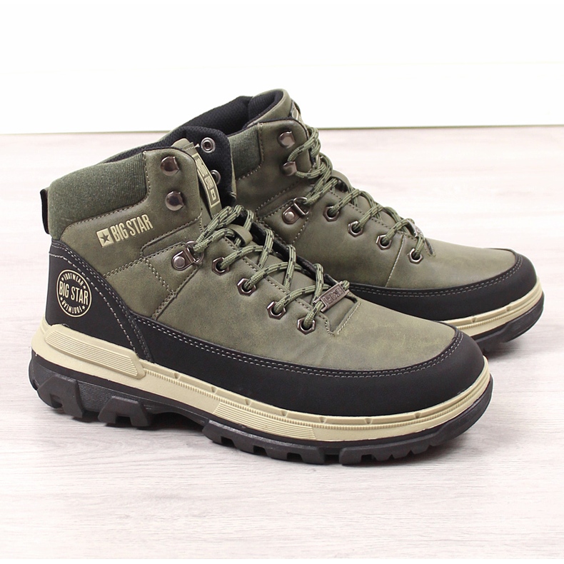 Pánské turistické boty Khaki Big Star KK174119 zelený 1