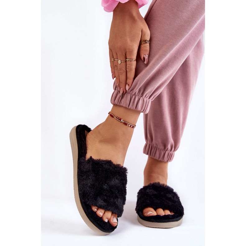 Domácí Pantofle Pantofle s kožíškem Inblu EK-05-014 Černá 2
