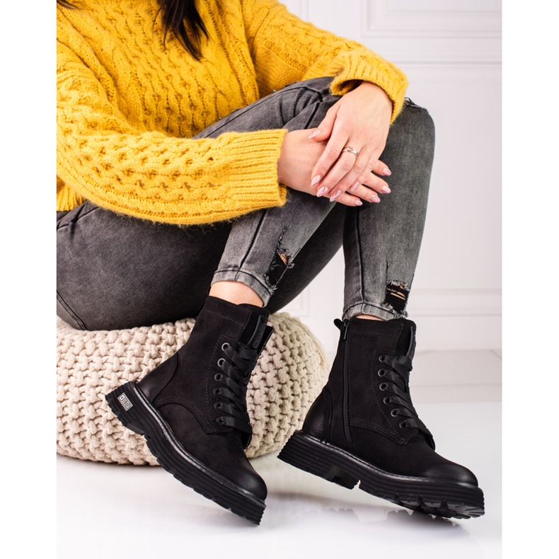 Big Star černé semišové boty KK274503 černá 2