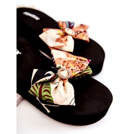 WJ1 Dámské béžové pěnové pantofle Silana na klínku černá vícebarevný 2