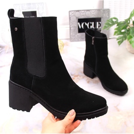 Kožené semišové boty Jodhpur na sloupku, zateplené černé Filippo černá 1