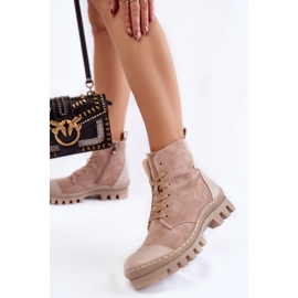 S.Barski Dámské semišové kozačky Béžová Margot béžový 2