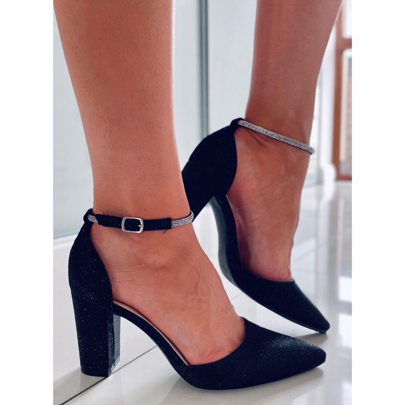 PA1 Formální lodičky na sloupku Orchid Black černá 2