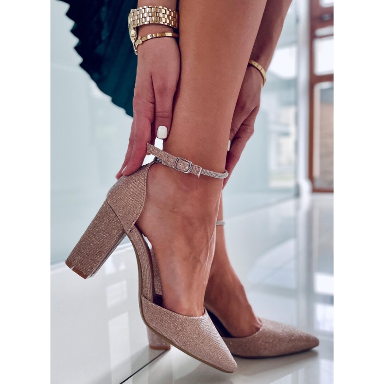 PA1 Formální lodičky na sloupku Orchid Champagne zlatý 1