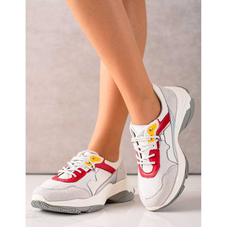 Goodin Pohodlné kožené tenisky bílý šedá vícebarevný 1