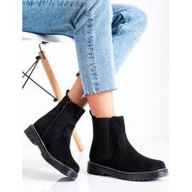 SHELOVET Semišové kozačky s kožešinou černá 1