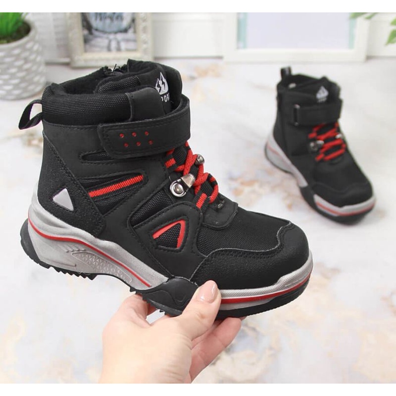 Boty zateplené ovčí vlnou News Jr EVE383A černá 1