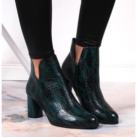 Holínky lakované na sloupku zateplené croco Jezzi W JEZ385B zelená 2