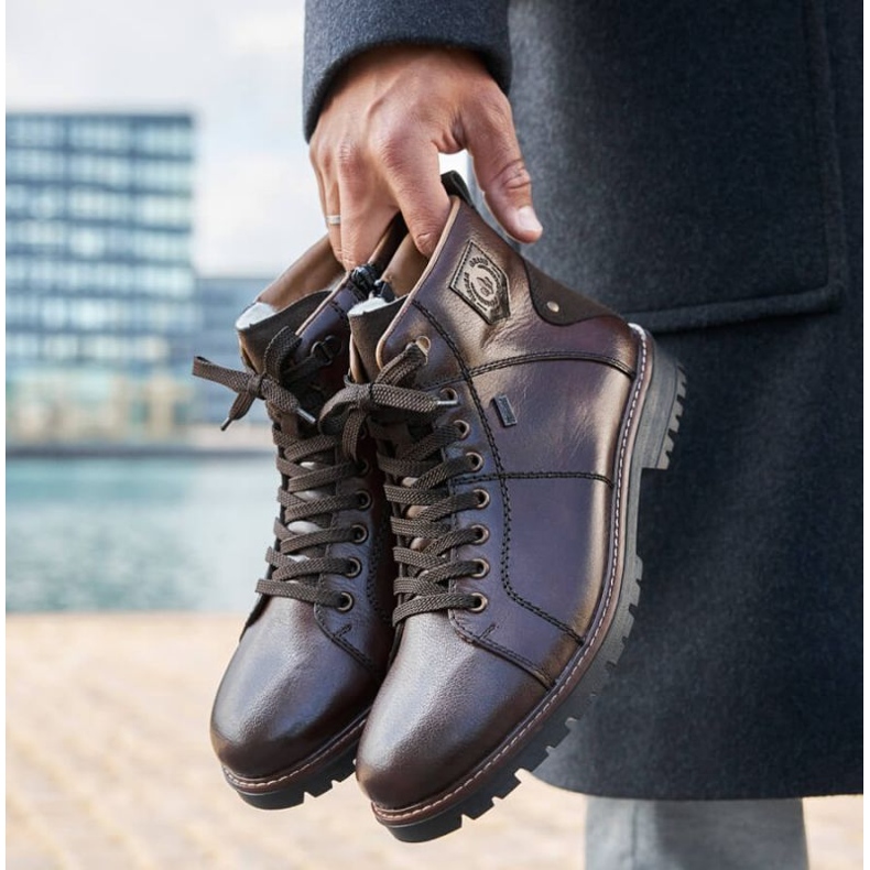 Nepromokavé zimní boty zateplené ovčí vlnou Rieker M RKR553 hnědý 1