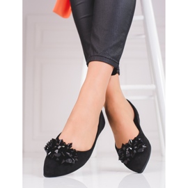 Dámské baleríny s shelovet krystaly černá 2