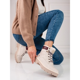 Dámské trapery zateplené shelovetovou kožešinou béžový 2