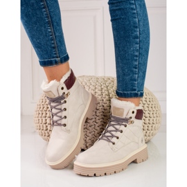 Dámské trapery zateplené shelovetovou kožešinou béžový 1