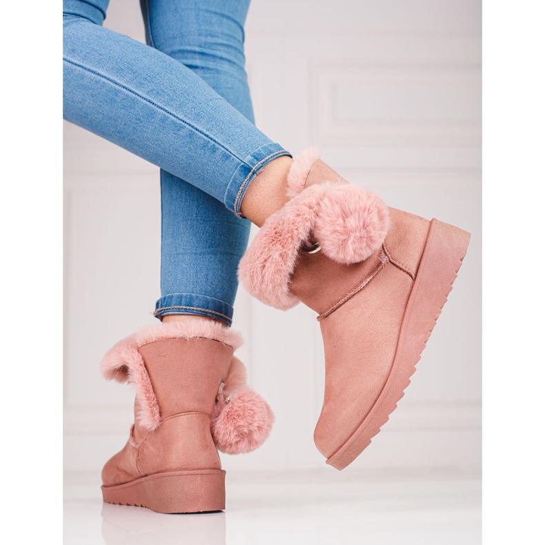 Růžové shelovet dámské mukluki růžový 2