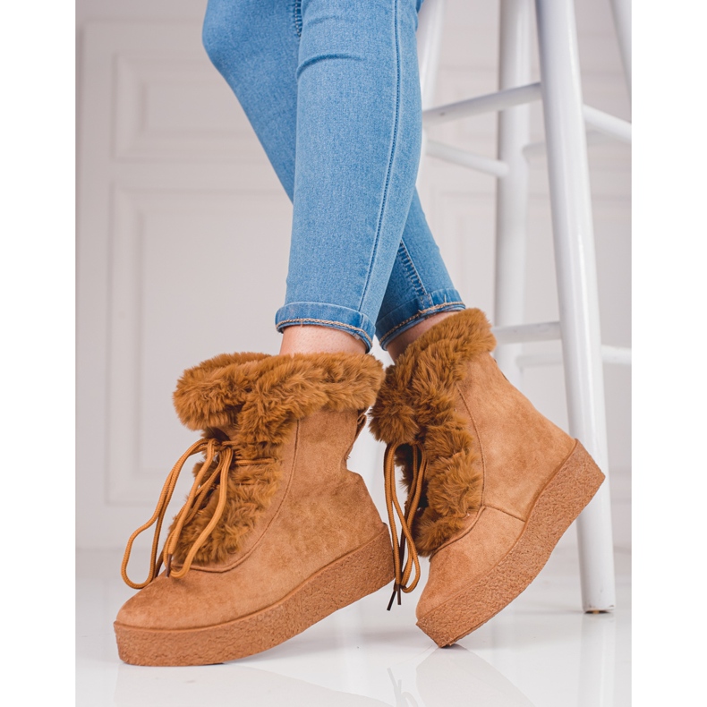 Dámské sněhule na platformě shelovet hnědý 2