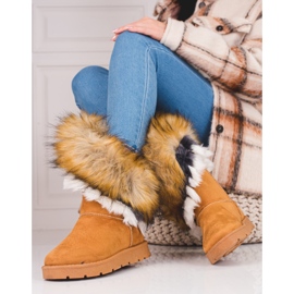 Dámské shelovetové slizy s kožešinou hnědý 1