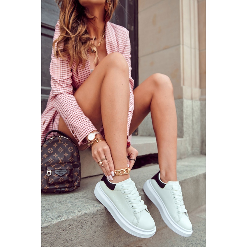 Dámská sportovní obuv na platformě, bílá a černá bílý 1