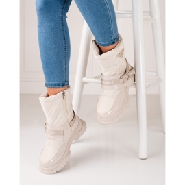 Dámské shelovet sněhule zateplené kožíškem béžový 2