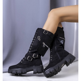 PA1 Černé teplé kozačky se sáčkem Sedin černá 1