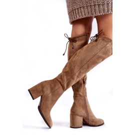 Vinceza Dámské Kozačky Na Podpatku Semiš Béžová Corrig béžový vícebarevný 2