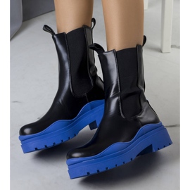 BM Černé kozačky na modré podrážce Jadiel černý 1