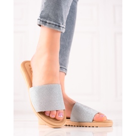 TRENDI Třpytivé pantofle stříbrný 1