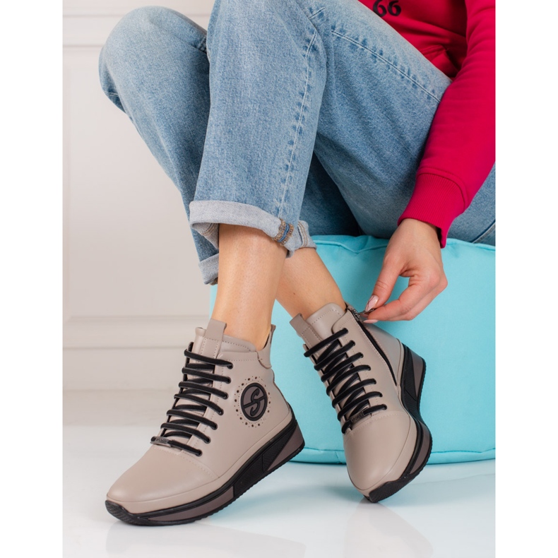 Dámské tenisky na platformě Shelovet z přírodní kůže béžový 1