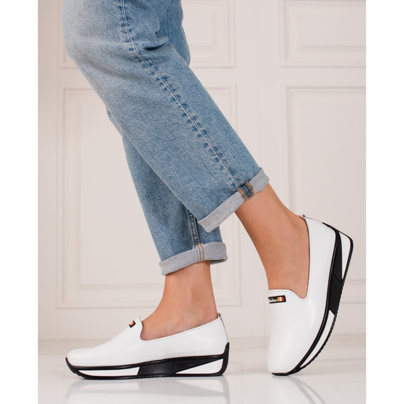 Bílé dámské lordy Shelovet z přírodní kůže bílý 1