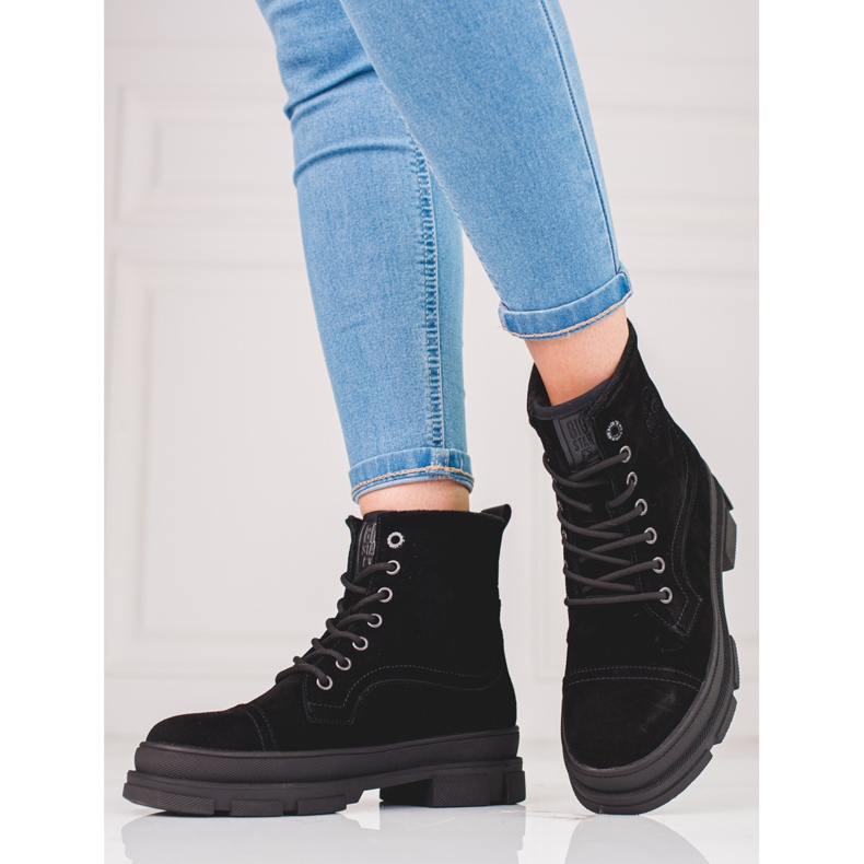 Dámské trapery Big Star KK274525 vyrobené z přírodní kůže černá 1