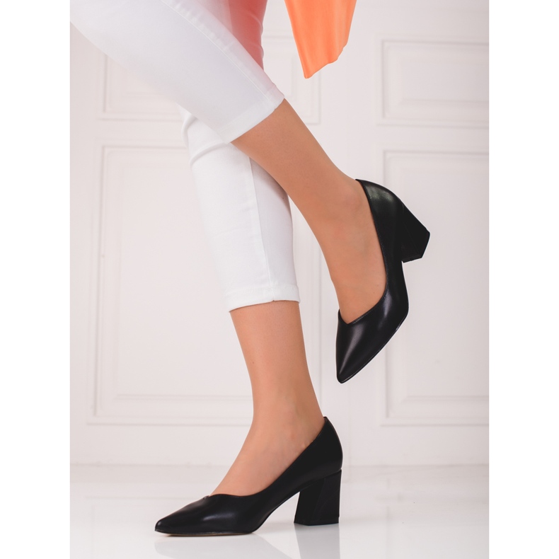 Černé dámské lodičky na sloupku Shelovet černá 1