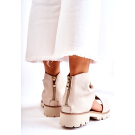 Dámské kožené sandály se zipem Nicole 2748 béžová béžový 2