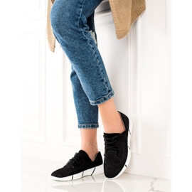 Evento černé Kožené Boty Se šněrováním černý 2