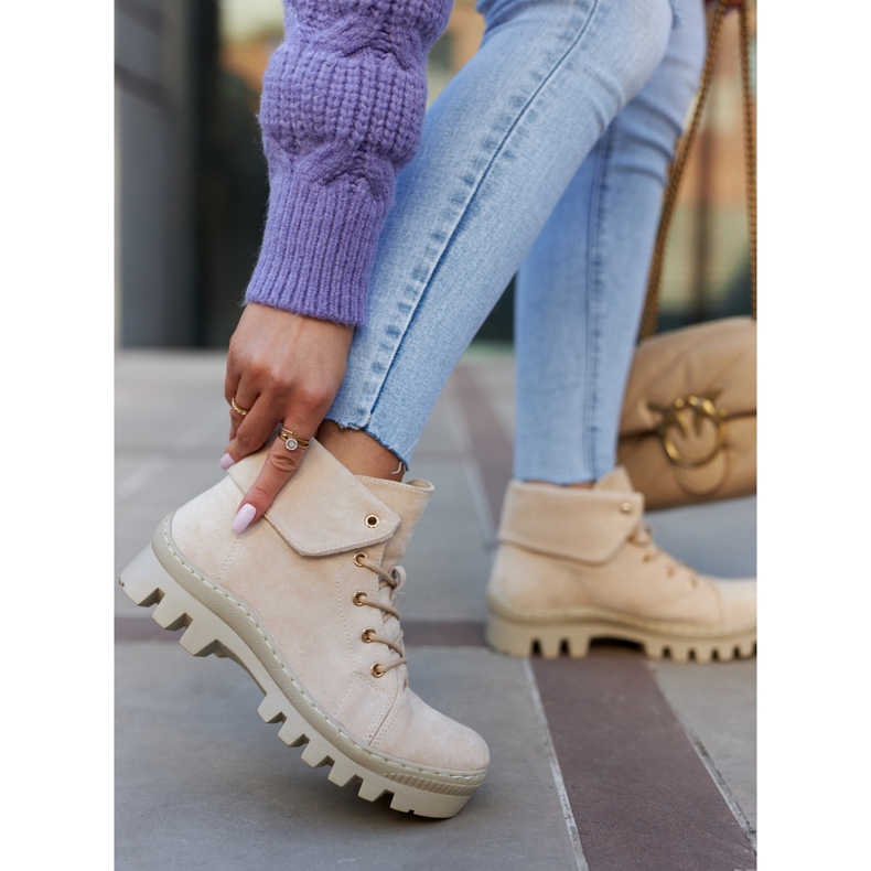 S.Barski Semišové kotníkové boty Trapper, světle béžová béžový 3