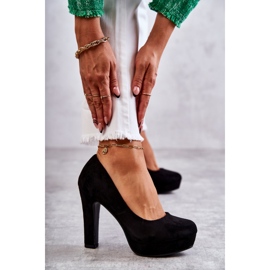 WS1 Klasické semišové lodičky na patě černé Soro černá 4