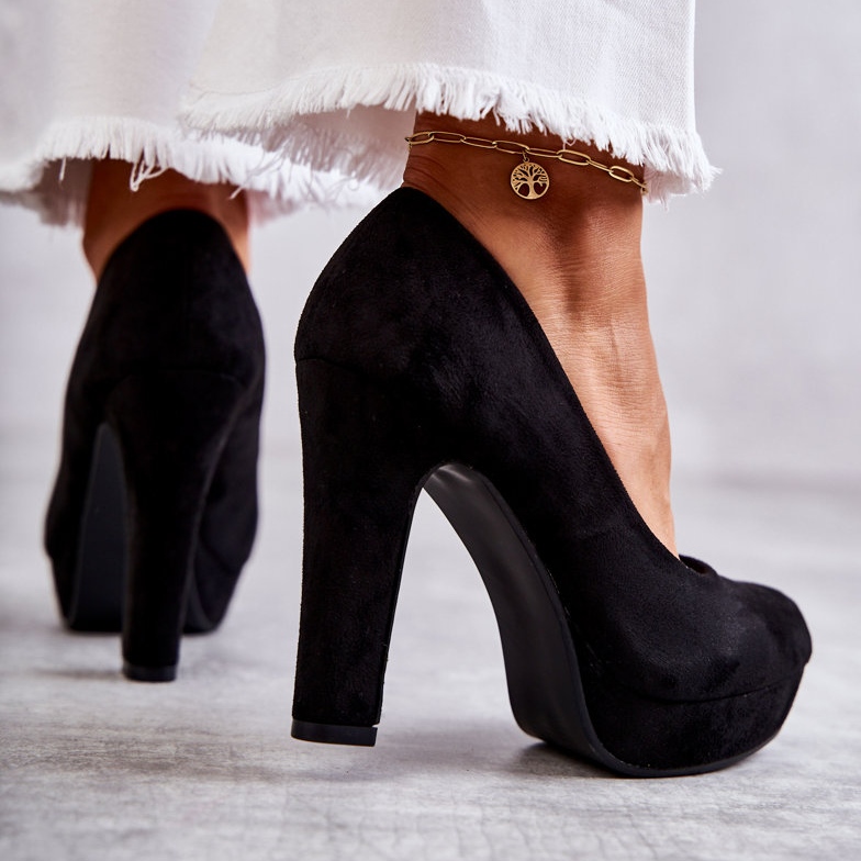 WS1 Klasické semišové lodičky na patě černé Soro černá 3