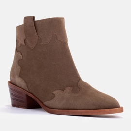 Marco Shoes Kotníkové boty z přírodního semiše bez zateplení béžový zelený 1
