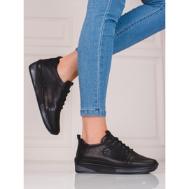 Černé dámské sportovní boty Shelovet vyrobené z přírodní kůže černá 1