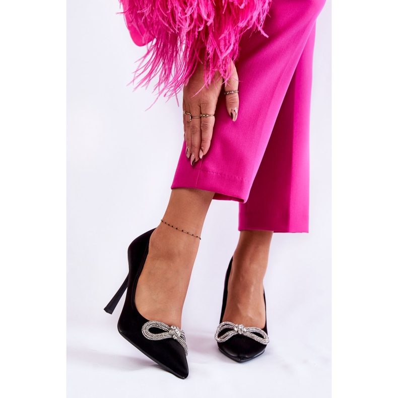 PS1 Elegantní černé Alyssa Podpatky S Mašlí černá 2 PS1 Elegantní černé Alyssa Podpatky S Mašlí černá 2