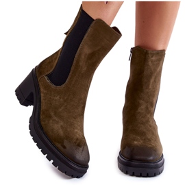 Vinceza Dámské semišové kotníkové boty Khaki Liris zelená 1