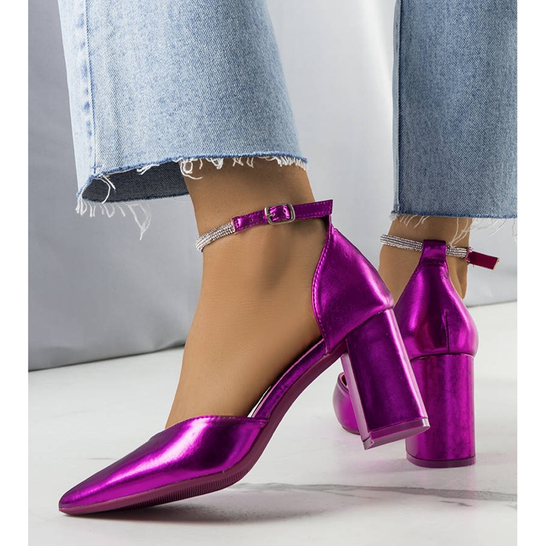 BM Růžové lodičky s kubickou zirkonií Leighton růžový 1