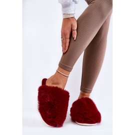 BM Dámské kožešinové pantofle Maroon Sheryl červený 1