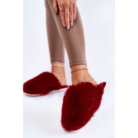 BM Dámské kožešinové pantofle Maroon Sheryl červený 2