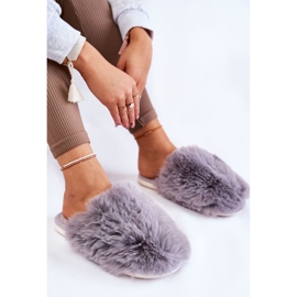 BM Dámské Šedé kožešinové pantofle Sheryl šedá 1