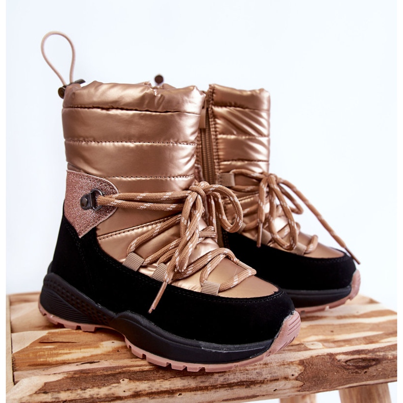 PE1 Dětské zlaté Leena teplé sněhule se zipem zlatý 1